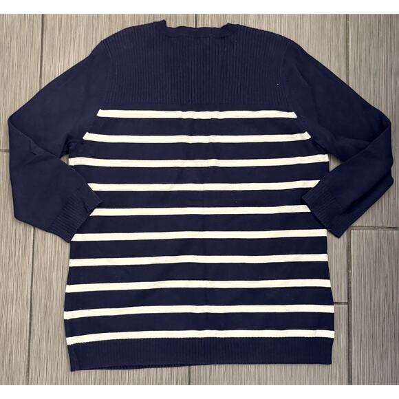 Lauren Ralph Lauren Navy/Blue Striped Sweater Size XL Nautical Coastal - Picture 4 of 5